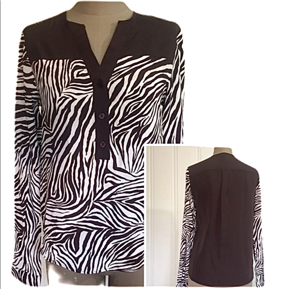 Michael Kors Brown Zebra Print Top